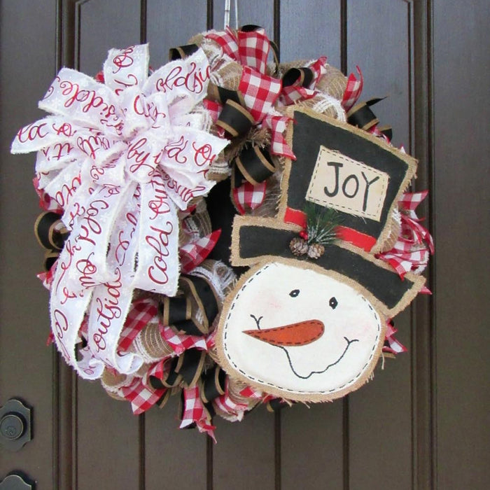 2017 Burlap Snowman Wreath Tutorial