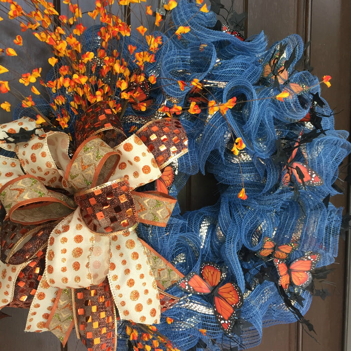 2017 Autumn Denim Wreath with Butterflies Tutorial