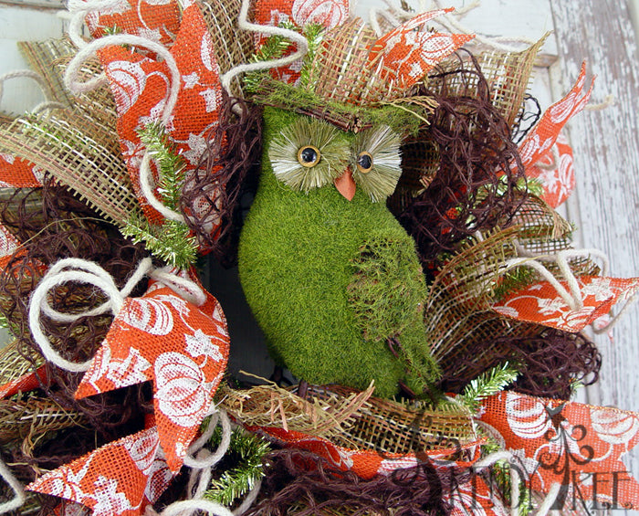 Autumn Wreath with Mossy Owl Tutorial