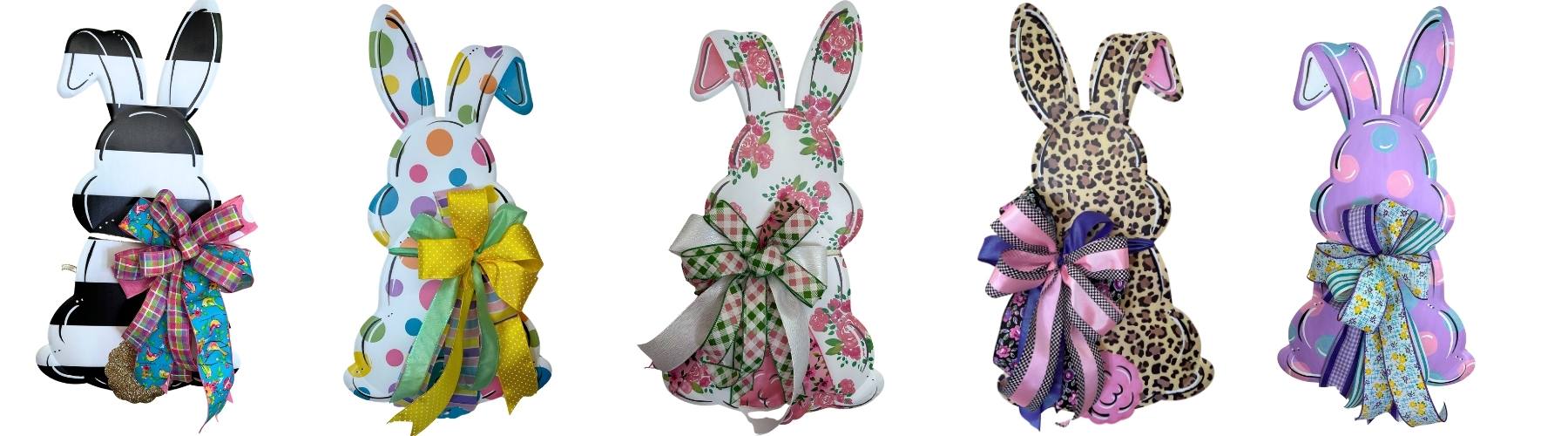 metal bunny door hangers with pretty ribbons