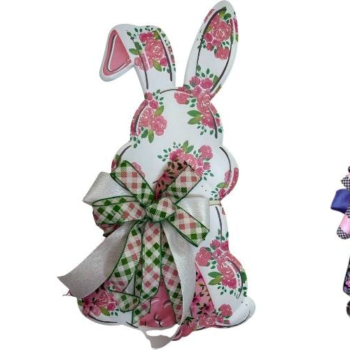 metal bunny door hangers with pretty ribbons