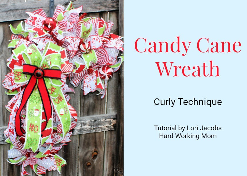 Deco Mesh Candy Cane Wreath