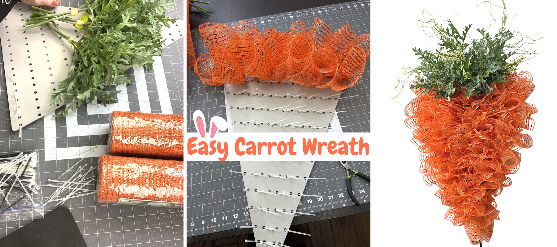 Easy Deco Mesh Carrot Wreath Tutorial