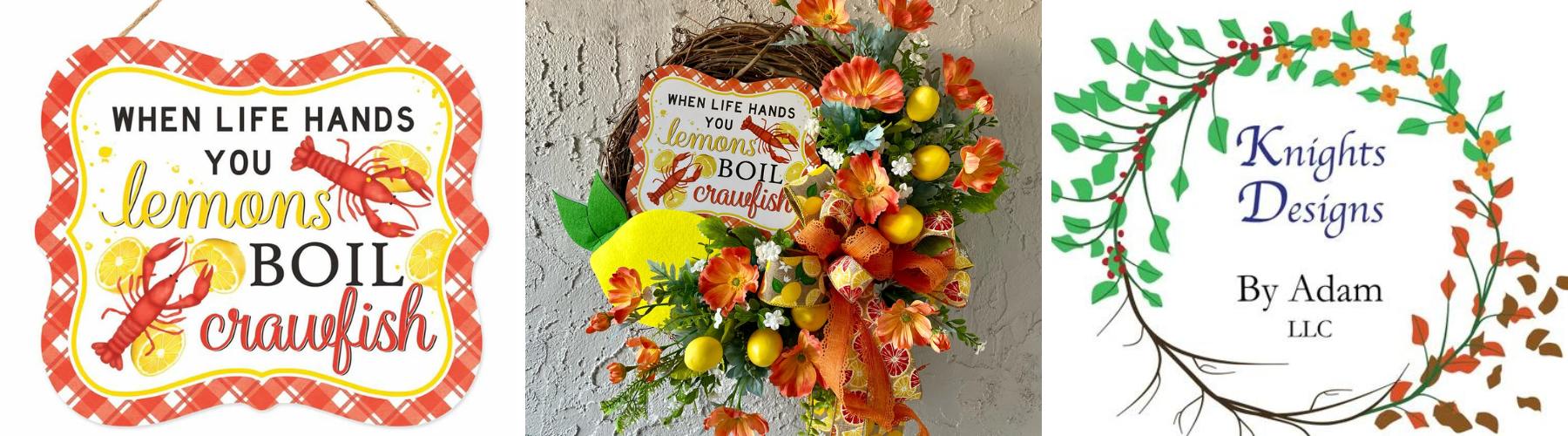 crawfish and lemons grapevine wreath tutorial