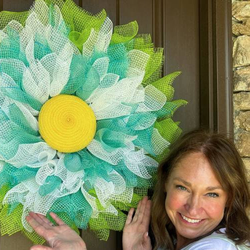 fabric mesh flower wreath