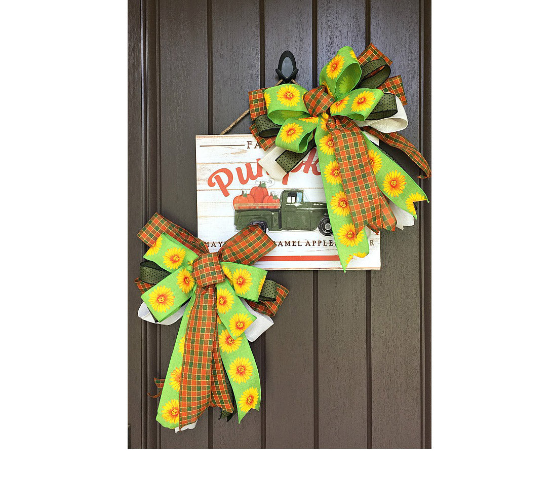 Fall Green Truck with Pumpkins Wreath or Door Hanger