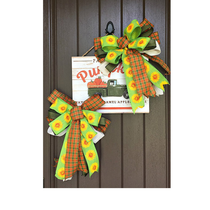 Fall Green Truck with Pumpkins Wreath or Door Hanger