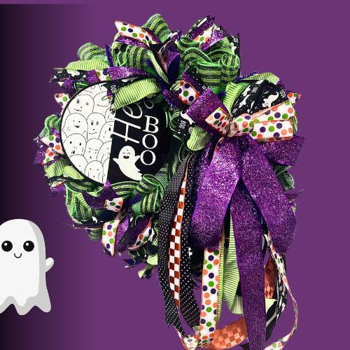 hey boo deco mesh halloween wreath