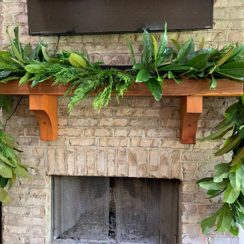 Fresh Magnolia & Cypress Christmas Garland for Outdoor Mantel