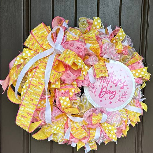 deco mesh mothers' day wreath