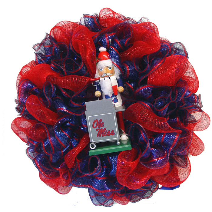 Ole Miss Wreath Tutorial Using Deco Poly Mesh and Glitter Twig Work Wreath