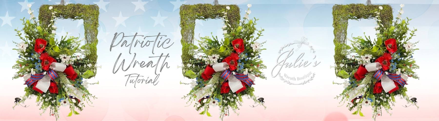 patriotic wreath on a moss rectangular form