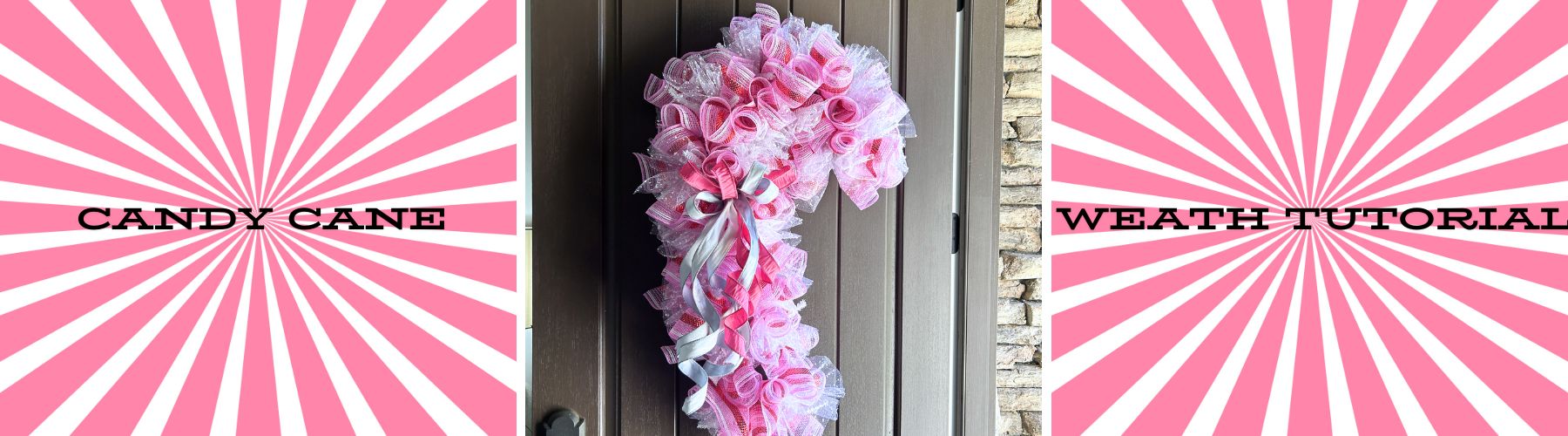 pink deco mesh candy cane wreath