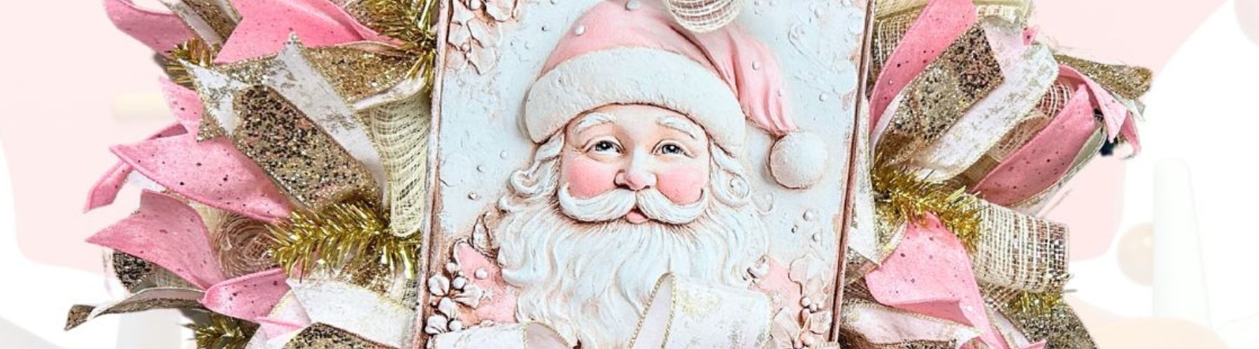 pink santa christmas wreath