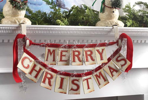 Hang Christmas Banners from Mantels