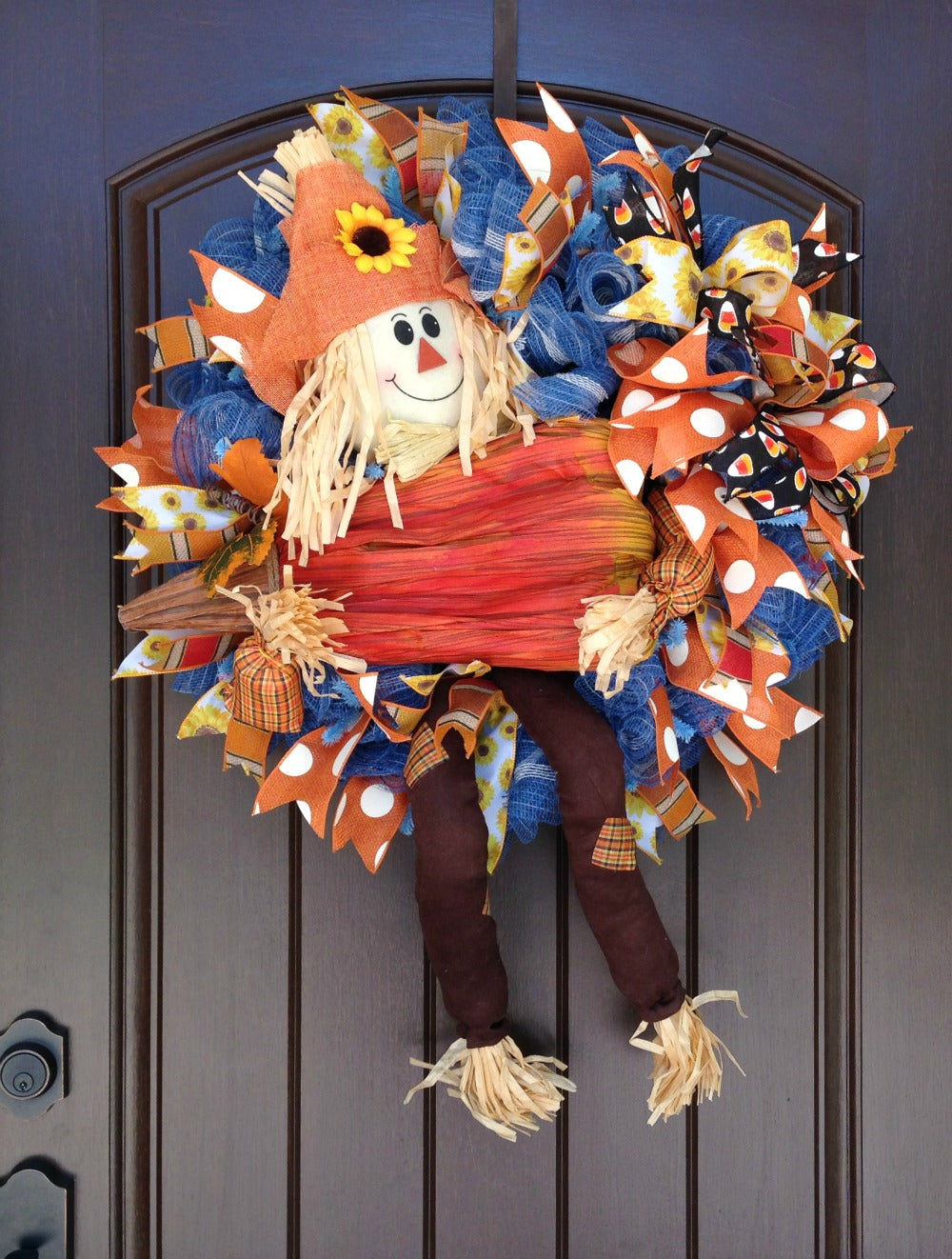 Scarecrow with Pumpkin Wreath Tutorial 2016