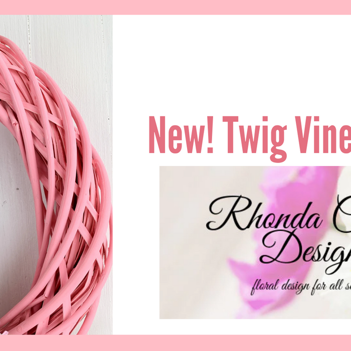 pink green white and brown twig wreaths at trendy tree