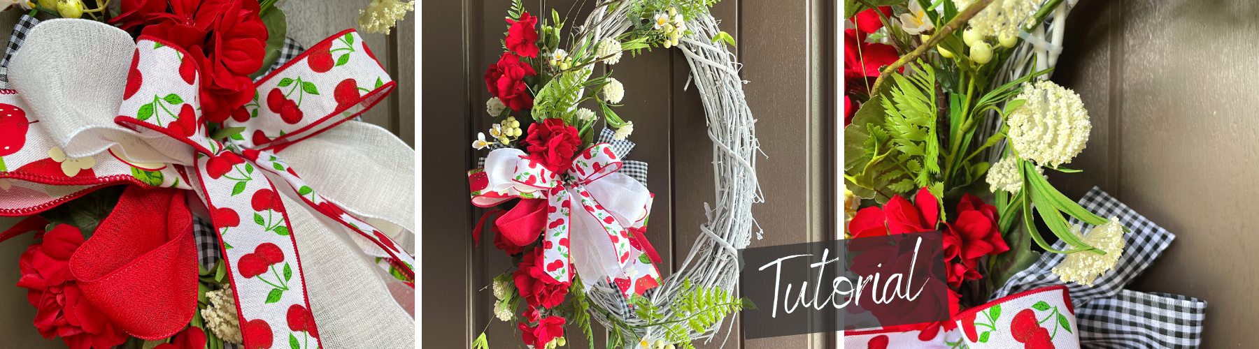 white grapevine wreath with geraniums tutorial