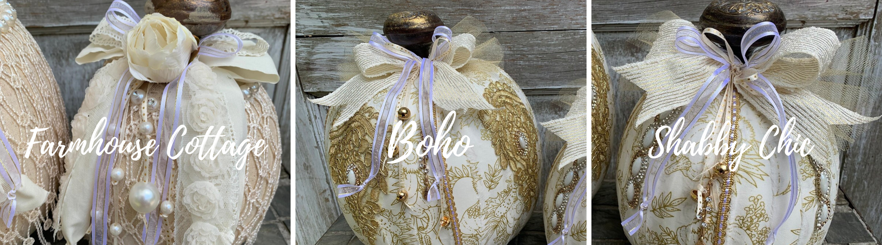 boho, shabby chic decoupage pumpkins