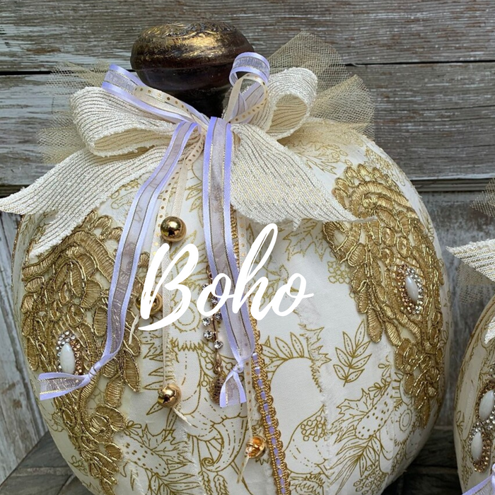 boho, shabby chic decoupage pumpkins