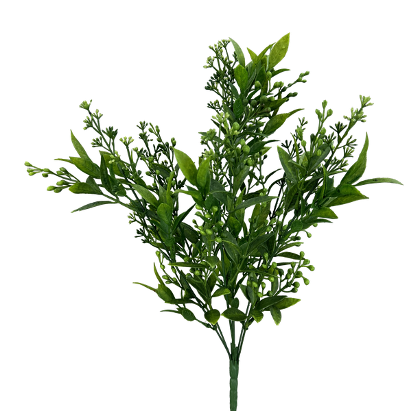 18" Green 7 Stems Plastic Sedium Leaves Bush 13622GN