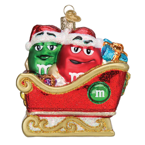 M  & M's in Sleigh Old World Christmas Ornament 32606