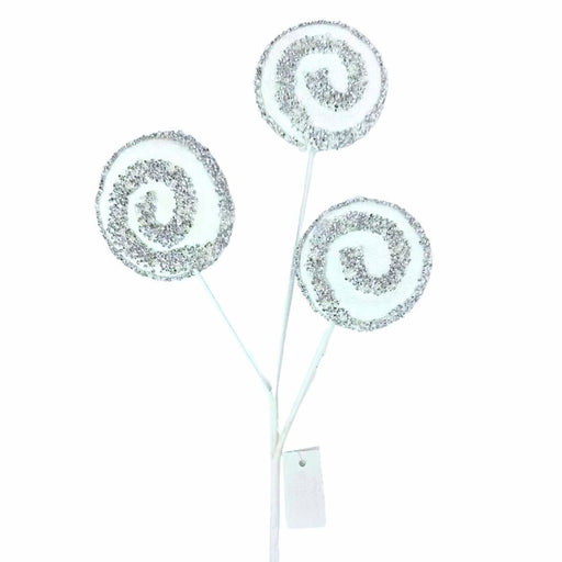 silver white glitter lollipop spray