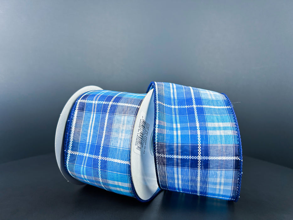 Navy-Lt Blue-White Kennedy Plaid, 2.5"X10Y 42420-40-04