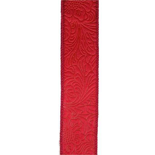 1.5"X10Y (42466-09-12) Red Flower Embossed Ribbon 984209-12