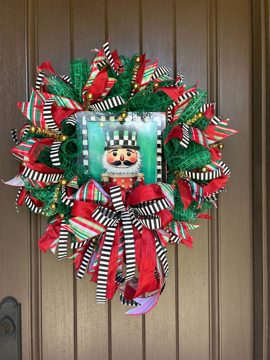 Red Nutcracker Completed Wreath