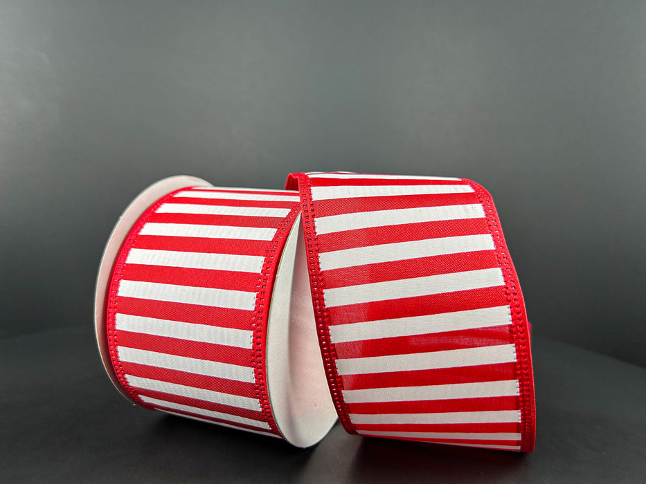 Red Satin-White Stripes/Lm Edge, 2.5"X10Y 46425-40-12