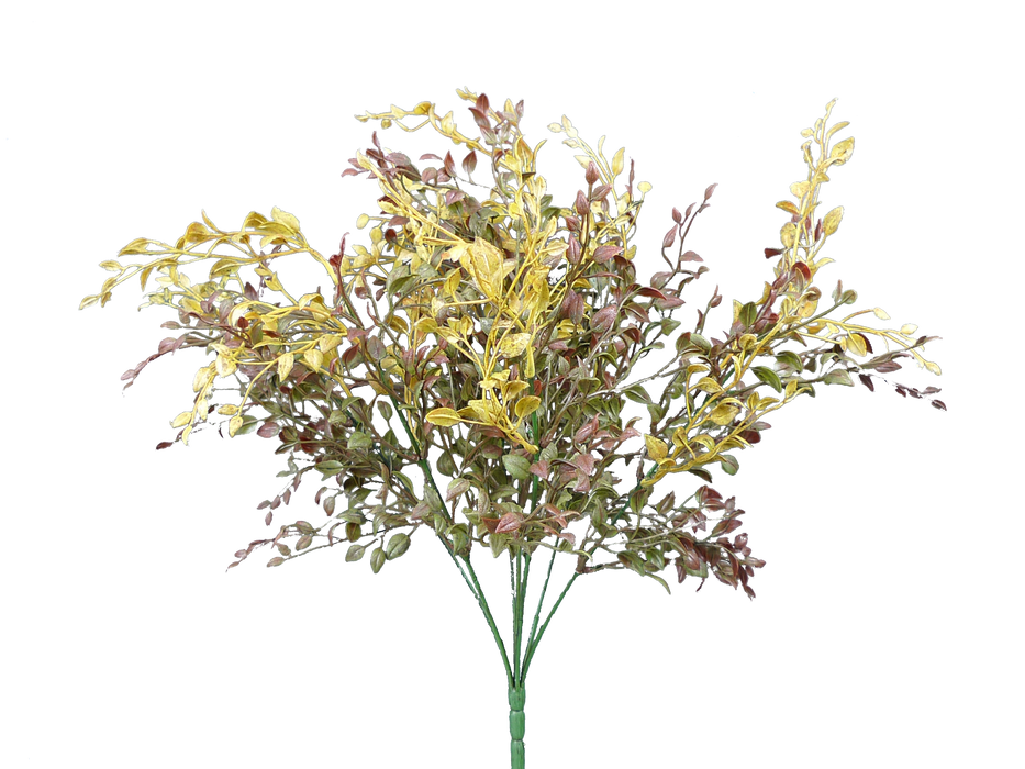 18" Plastic Grassy Bush with 7 Stems Yellow and Brown 56417YWBN