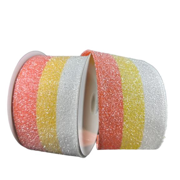 yellow white orange glittered candy corn style ribbon