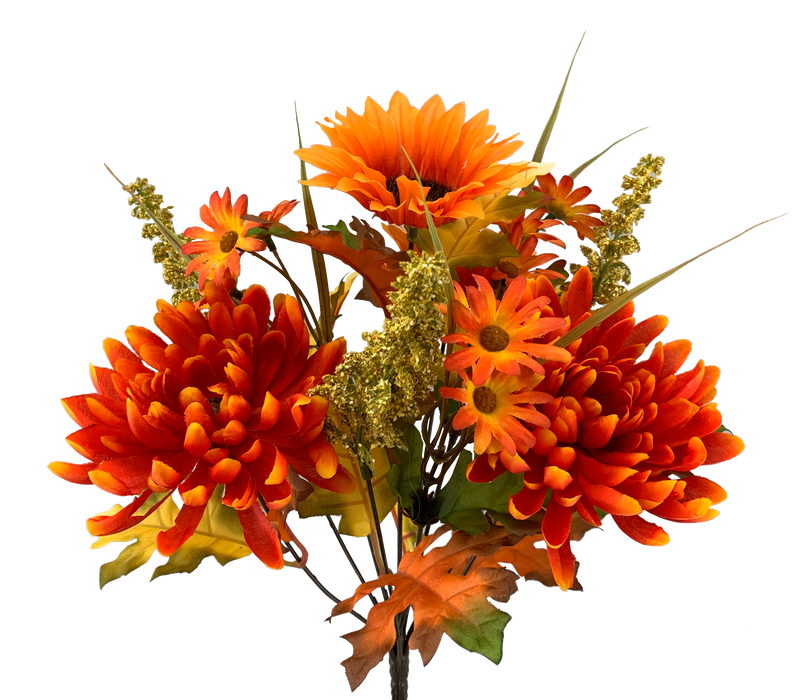 13" Orange Mum Sunflower Bush with 10 Stems 56690OR