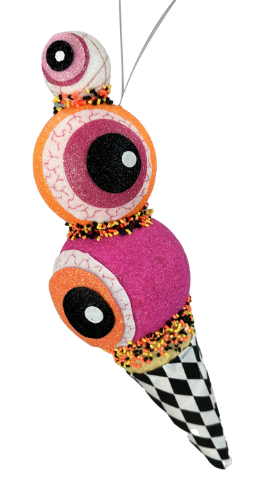 13" by 3.5" Hot Pink and Orange Eyes Cream Ornament 57134BTOR