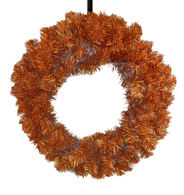 24" Orange Tinsel Wreath 57196WR24