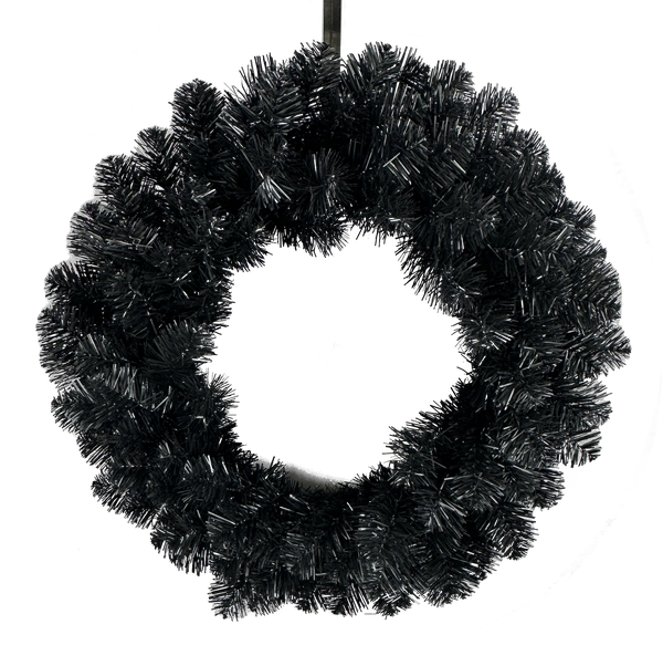 24" Black Tinsel Wreath 57198WR24