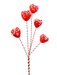 Five heart-shaped cake pops in a shade akin to the red found in the 20" Red Sprinkle Heart Marshmallow Spray with 5 Stems 62902RD, adorned with white sprinkles on striped sticks, set against a black background.