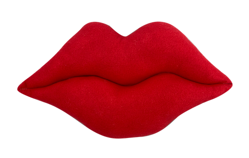 Introducing the Red Plush Lips pillow, model 63034RD, measuring 7" by 13" by 2". It features a striking smooth texture and gently curved edges. This simple yet bold design captures the iconic shape of red lips in a stylized and playful manner.