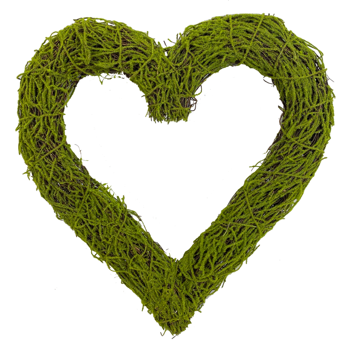 17" by 17" Green Moss Heart Form 63380GN