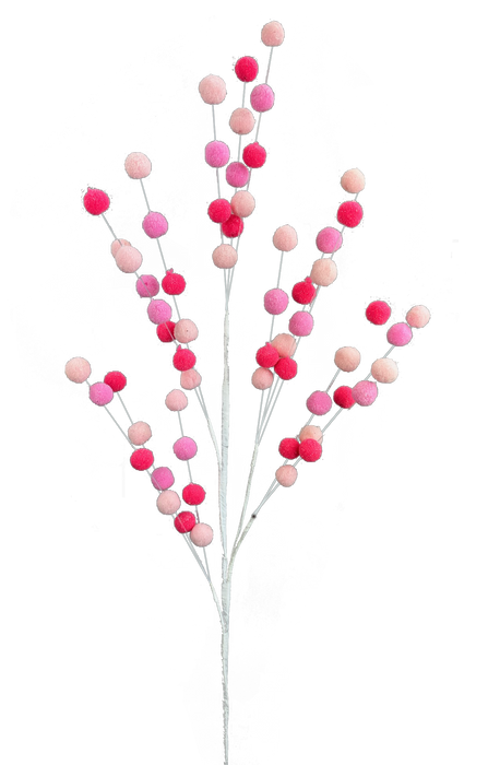 30" Hot Pink, Pink Felt Ball Spray 5 Stems 63409BTPK