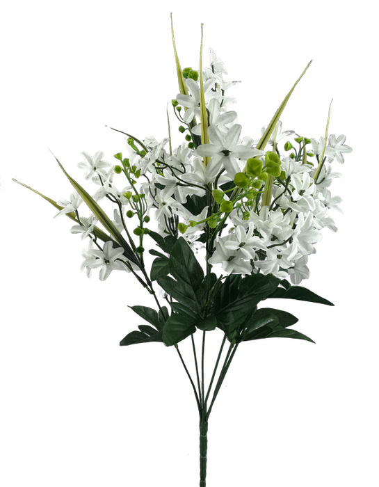 19" Cream Star Blossom Bush with 7 Stems 63513CM