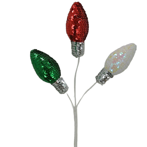 green red white christmas light bulb sequin spray