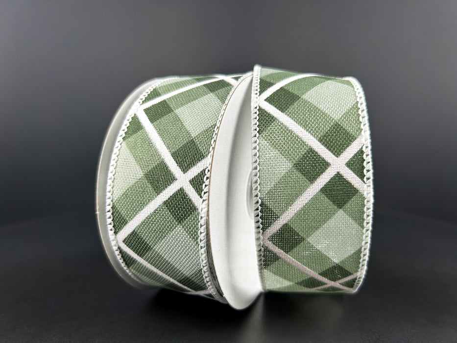 1.5"X10Y Sage-Hunter-White Georgina Plaid 72248-09-06-24