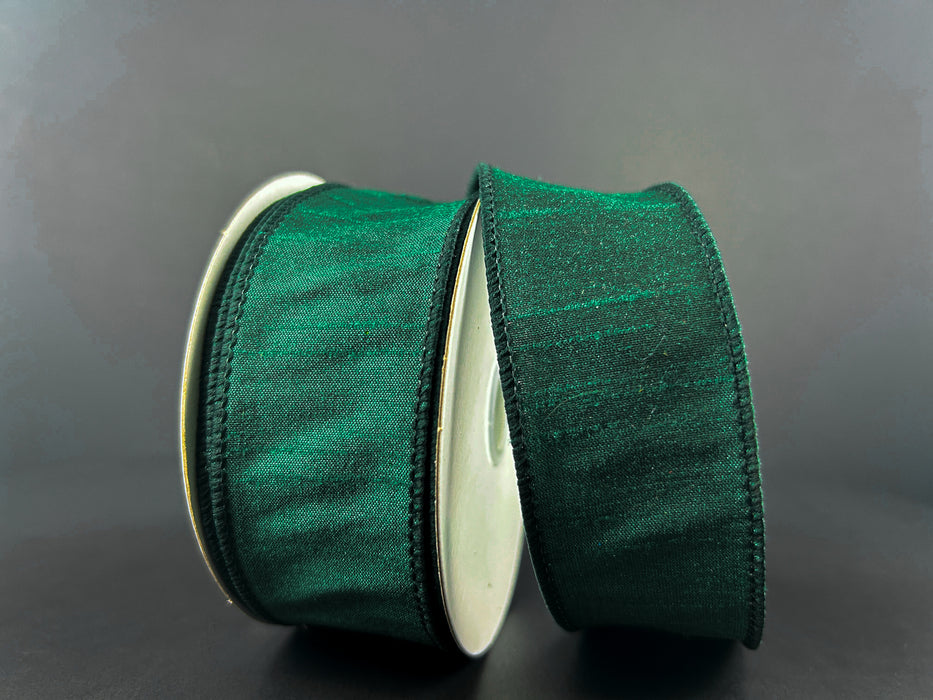 1.5"X10Y Hunter Green Faux Dupioni Ribbon 72434-09-07