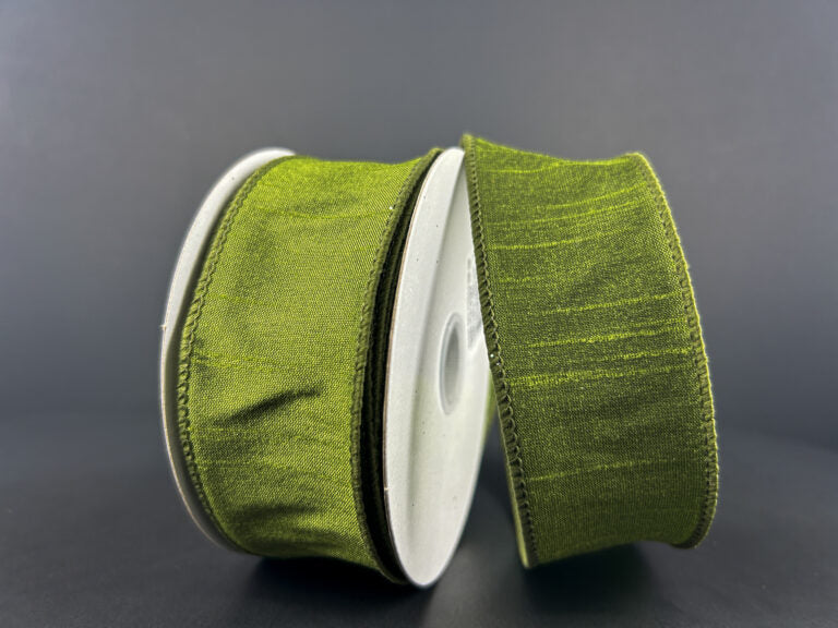 1.5"X10Y Moss Green Faux Dupioni Ribbon 72434-09-08