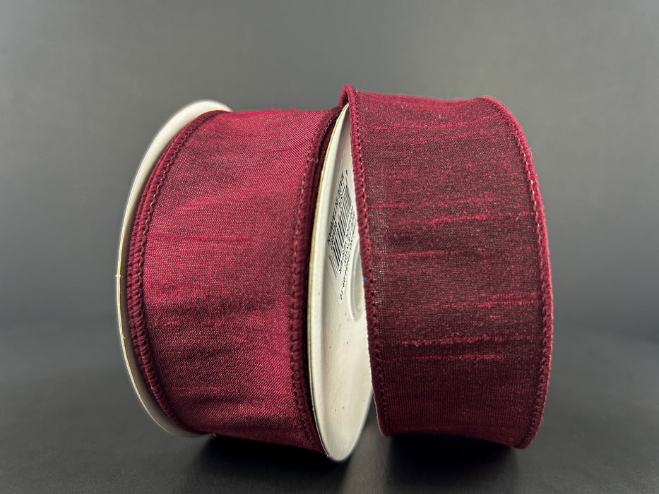 1.5"X10Y Burgundy Faux Dupioni Ribbon 72434-09-10