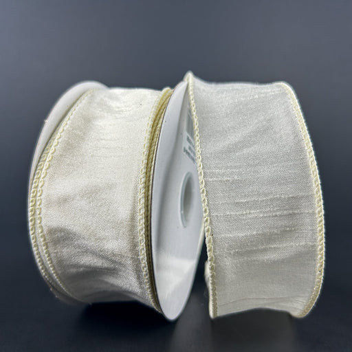 1.5"X10Y Ivory    Faux Dupioni Ribbon 72434-09-18