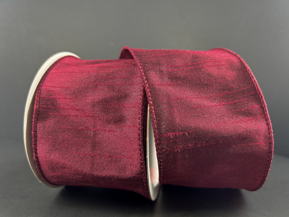 2.5"X10Y Burgundy Faux Dupioni Ribbon 72434-40-10