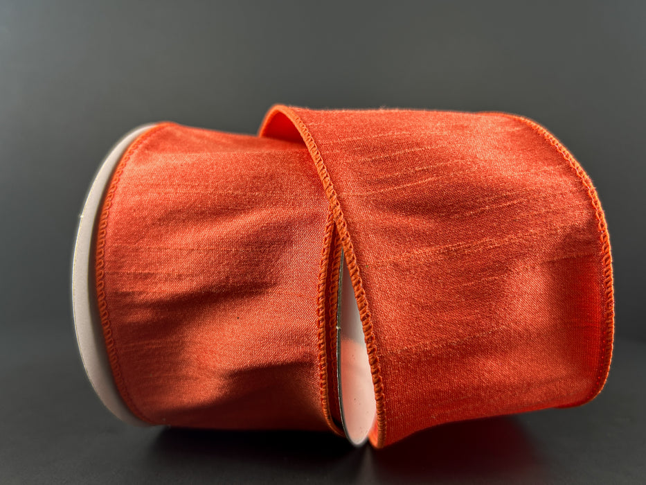 2.5"X10Y Orange Faux Dupioni Ribbon 72434-40-19